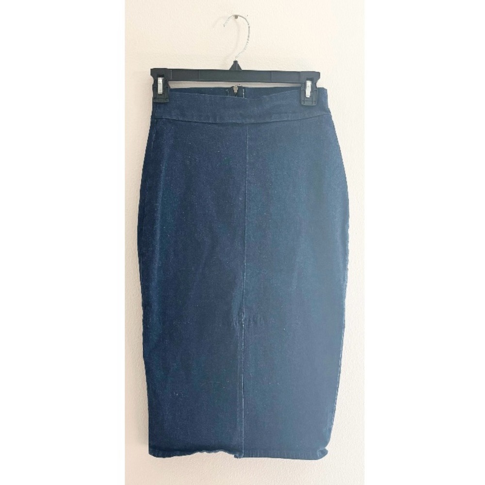 Charlotte Russe Stretch Denim Blue Pencil Skirt